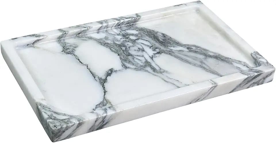 Arabescato Marble Vanity Tray, 9.8"x5.9"
