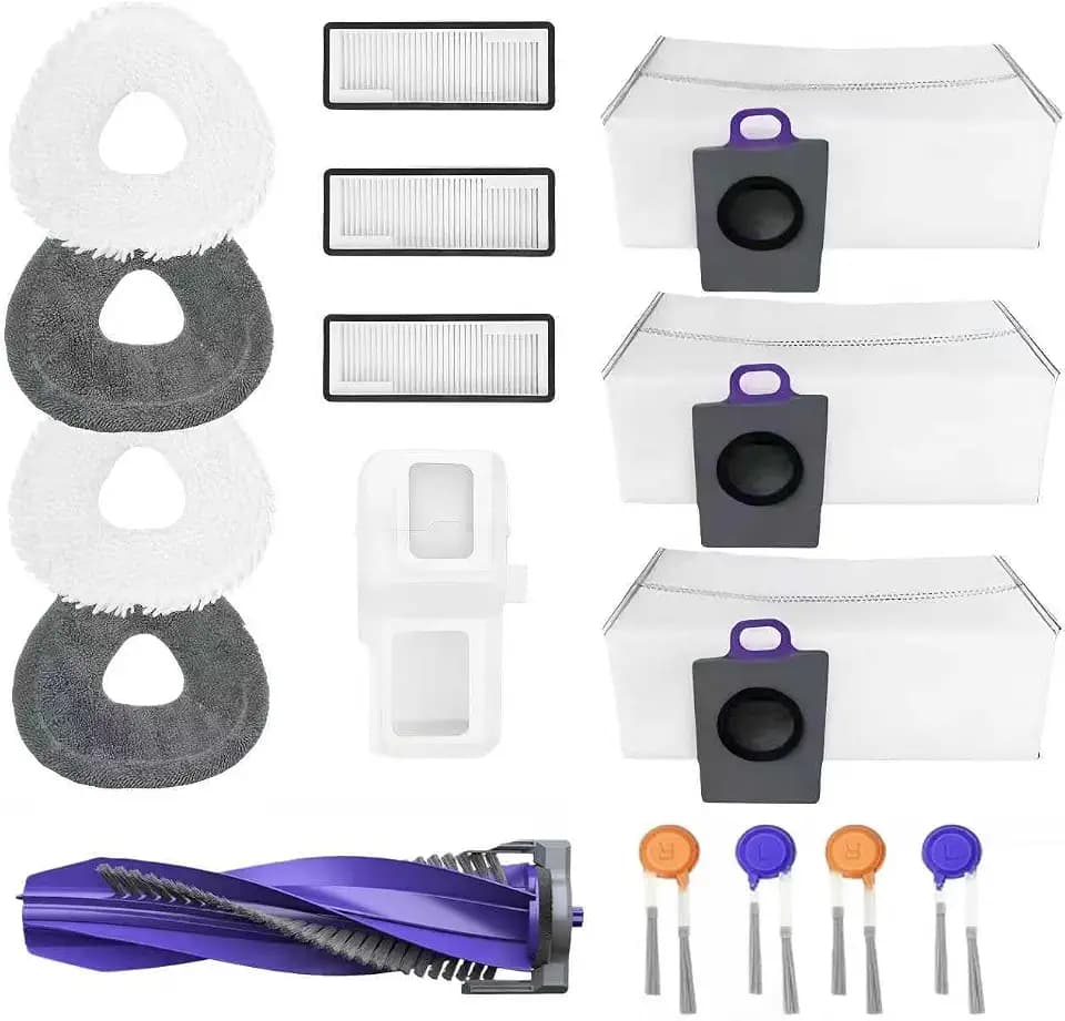 Accessories Kit for Narwal Freo Z10 Ultra/Narwal Freo Z10 Robot Vacuum Cleaner, 1 Main Roller Brush, 3 Dust Bags, 3 Hepa Filters, 4 Mop Pads, 4 Side Brushes