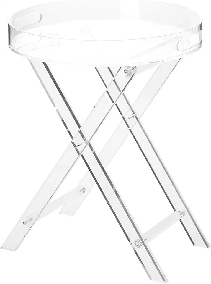 Artmaze Clear Acrylic Small Folding Table,Round Tray Drink Table,for Office