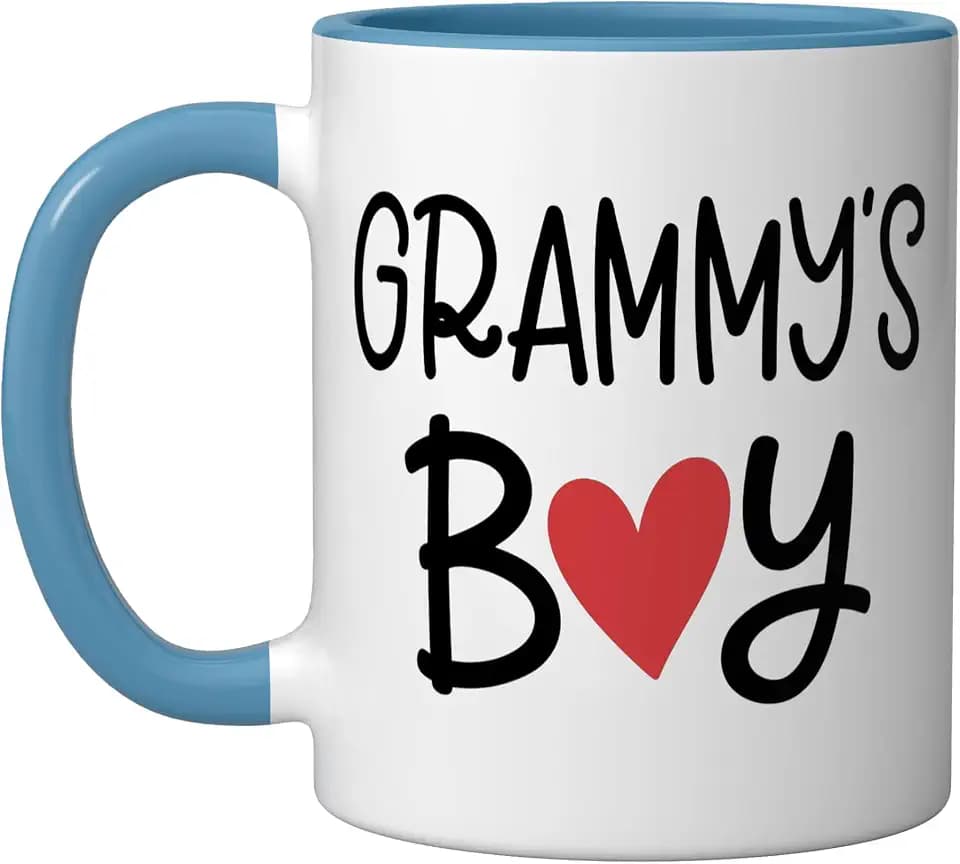 GRAMMY’S Boy Favorite Child Grandma Funny Mothers Day Ceramic Mug, Blue/White, 11oz