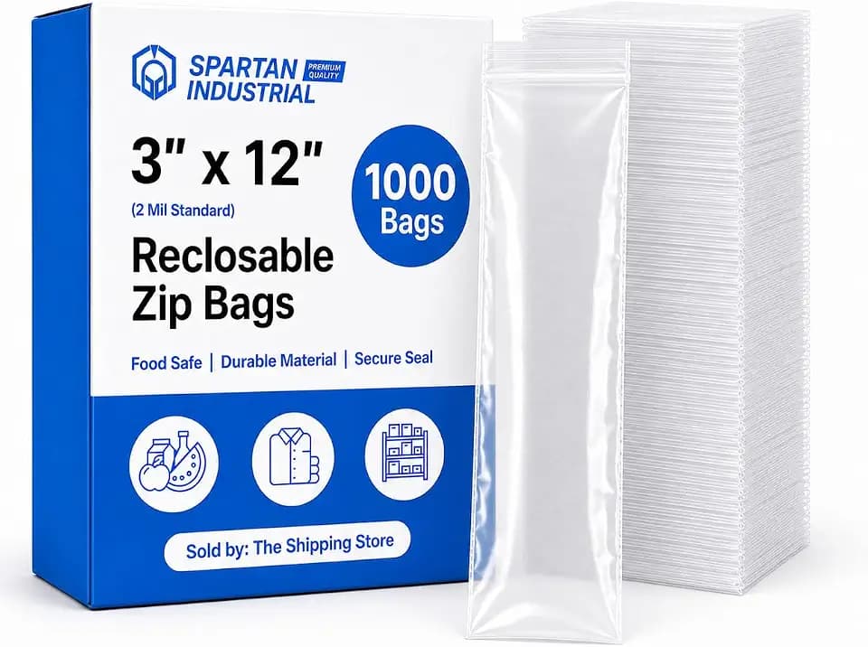 3” X 12” (1000 Count) 2 Mil Clear Reclosable Zip Plastic Poly Bags