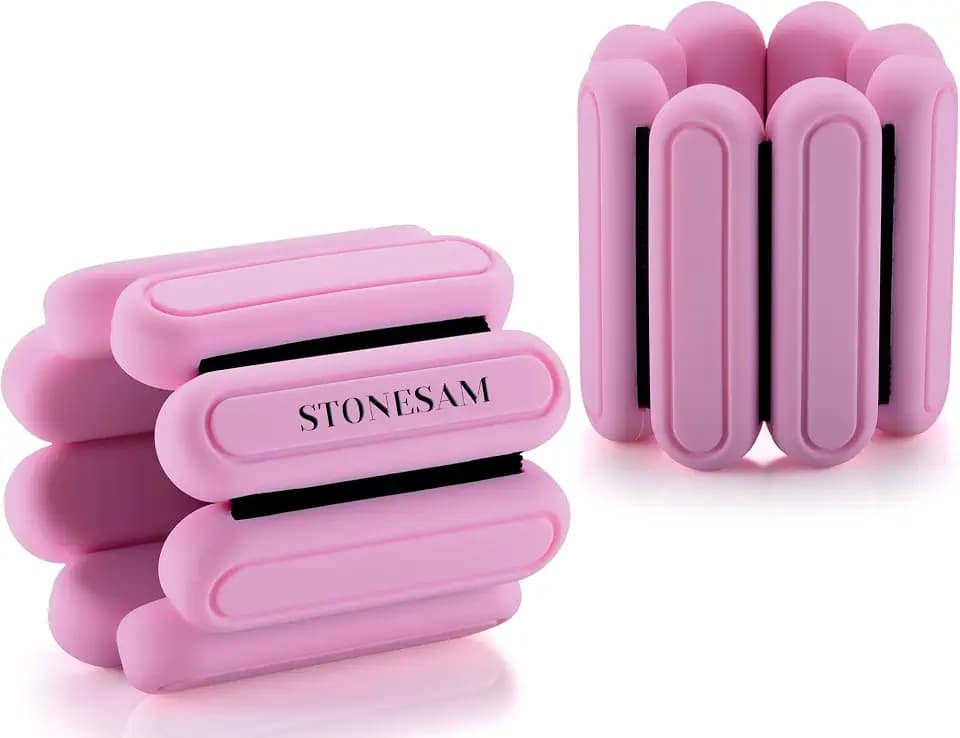 STONESAM Wrist & Ankle Weight-Set of 2 (1lb), Wearable Wrist Bracelets for Yoga, Dance, Barre, Pilates, Exercises, Cardio, Aerobics, Walking (Sakura Pink)