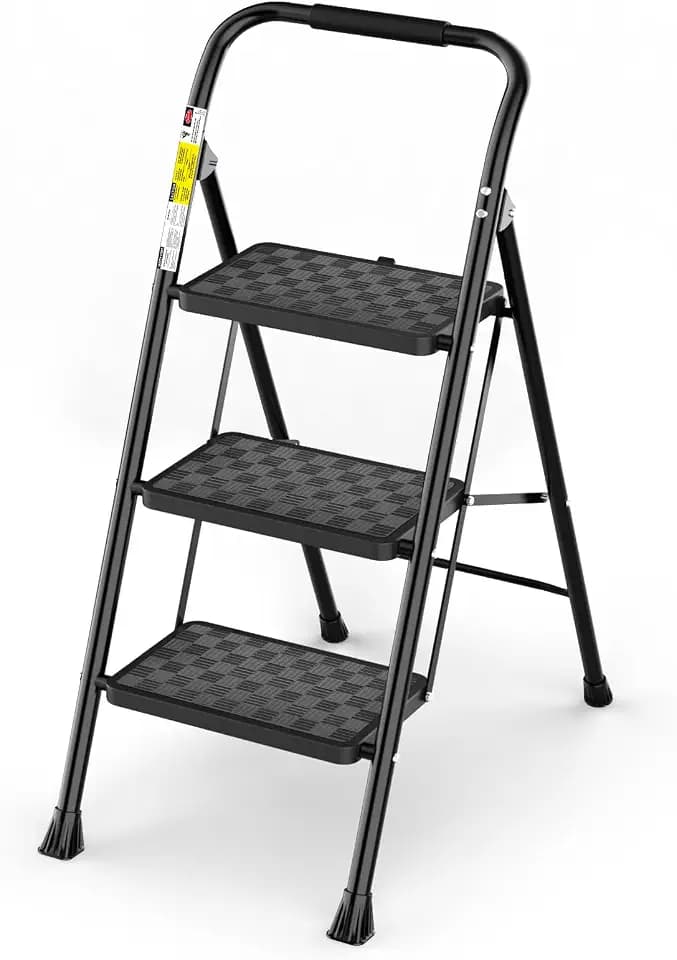 HBTower 3 Step Ladder, Step Stool Foldable for Adults