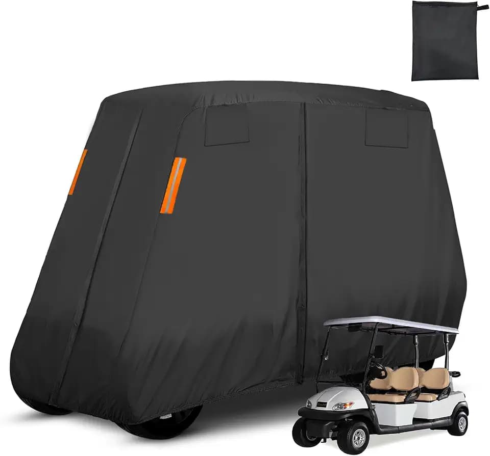 600D Heavy Duty 4+2 Seater Golf Cart Cover 6 Passenger, Golf Cart Cover 4 Passenger Extended Roof, Club Car Cover Lifted Golf Cart Storage Cover for 4 Seaters with 2 Bench Seats 138L 48W 66H Inches