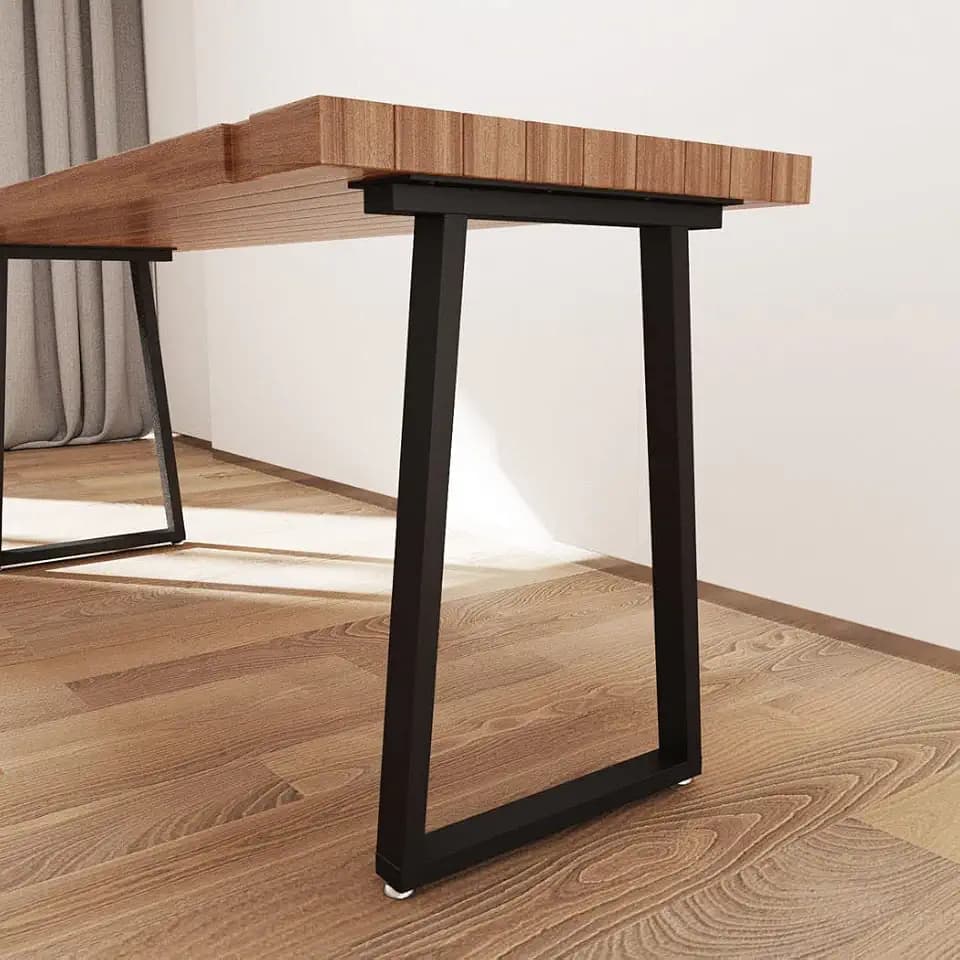 TIEOU Metal Legs for Table Trapezoid Shape 28" H Tall Industrial Table Legs Heavy Duty Metal Desk Legs Set of 2,Black