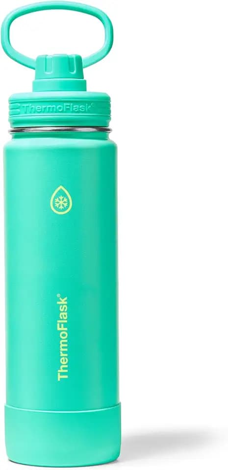 ThermoFlask Insulated Water Bottle with Spout Lid (24 oz, Screamin' Green) - Leakproof, Stainless Steel Water Bottle for Cold & Hot Drinks, Travel & Daily Hydration