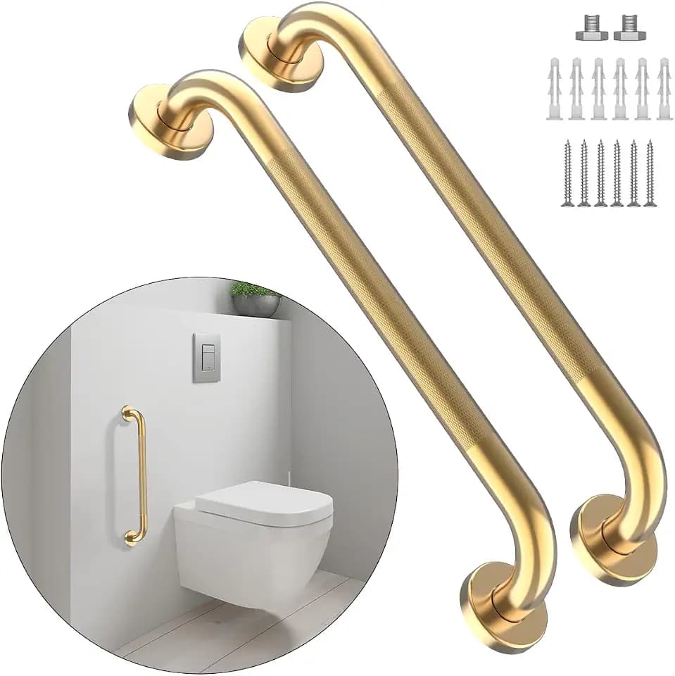 24 Inch Anti Slip Shower Grab Bar Gold, Munzong Bathroom Grab Bar