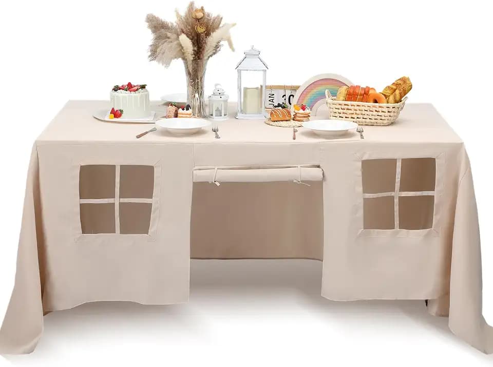 Oudain 10ft x 7.5ft Large Tablecloth Playhouse for Kids, Play Fort