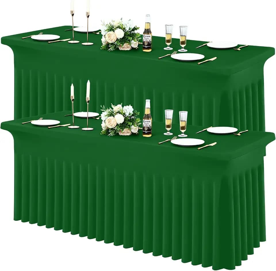 Moosfor 2 Pack Spandex Fitted 6FT Rectangle Tablecloth, Elastic Table Skirt