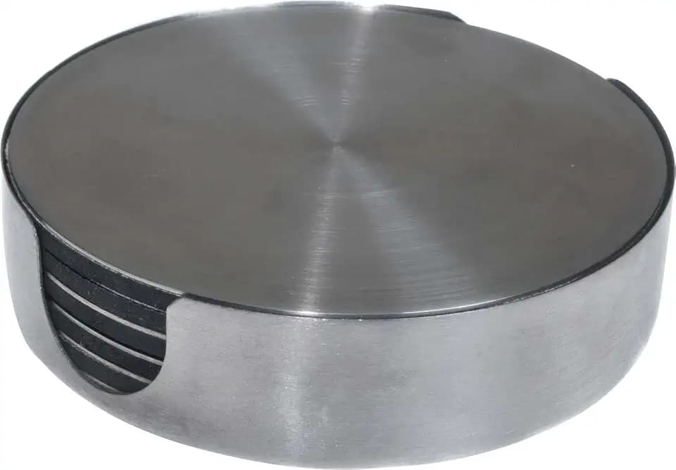 Thirstystone 6-Pack Round Stainless Steel Coasters in Holder