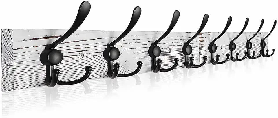 Coat Rack Wall Mount 31.5'' Coat Hanger Wall Mount Old White Coat Hooks for Wall Rustic Towel Racks for Bathroom Living Room Coat Hats Clothes