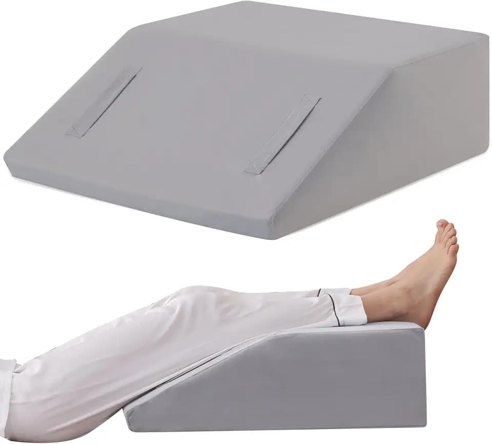 Ruqmuis Leg Elevation Pillow for After Surgery, Leg Elevating Pillow for Swelling and Blood Circulation, Leg Wedge Pillow for Sleeping, 21x24x6 Inch Knee Pillow for Knee Hip Ankle Pain Relief, Velvet