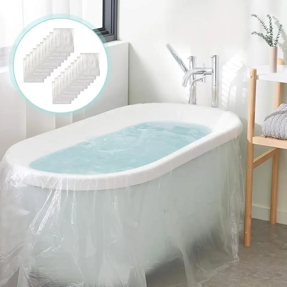 AGPTEK 20 Pack Disposable Bathtub Cover Liner, Large Bathtub Liner Plastic Bag for Salon, Household and Hotel Bath Tubs (102 x47 Inch)
