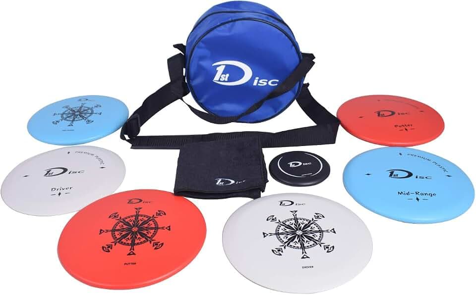 Disc Golf Set, Disc Golf Starter Set with 6 Discs, 1 Mini Marker, 1 Towel, Carry Bag