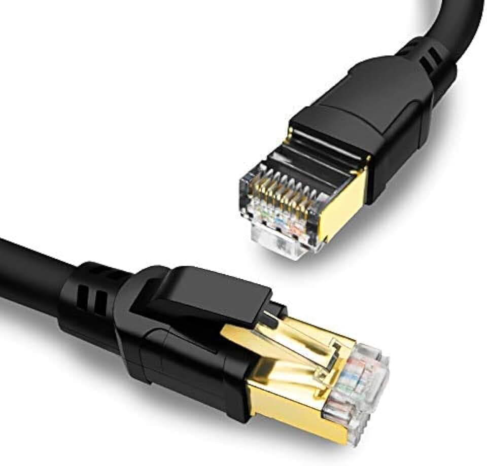 Yauhody Cat 8 Lan Kabel 3M, Ethernet Kabel 40Gbps 2000MHz Netzwerkkabel Gigabit Internet Kabel RJ45 Patchkabel 3m für Router, Modem, TV, PC, Switch, PS5, Laptop (Schwarz 3m)