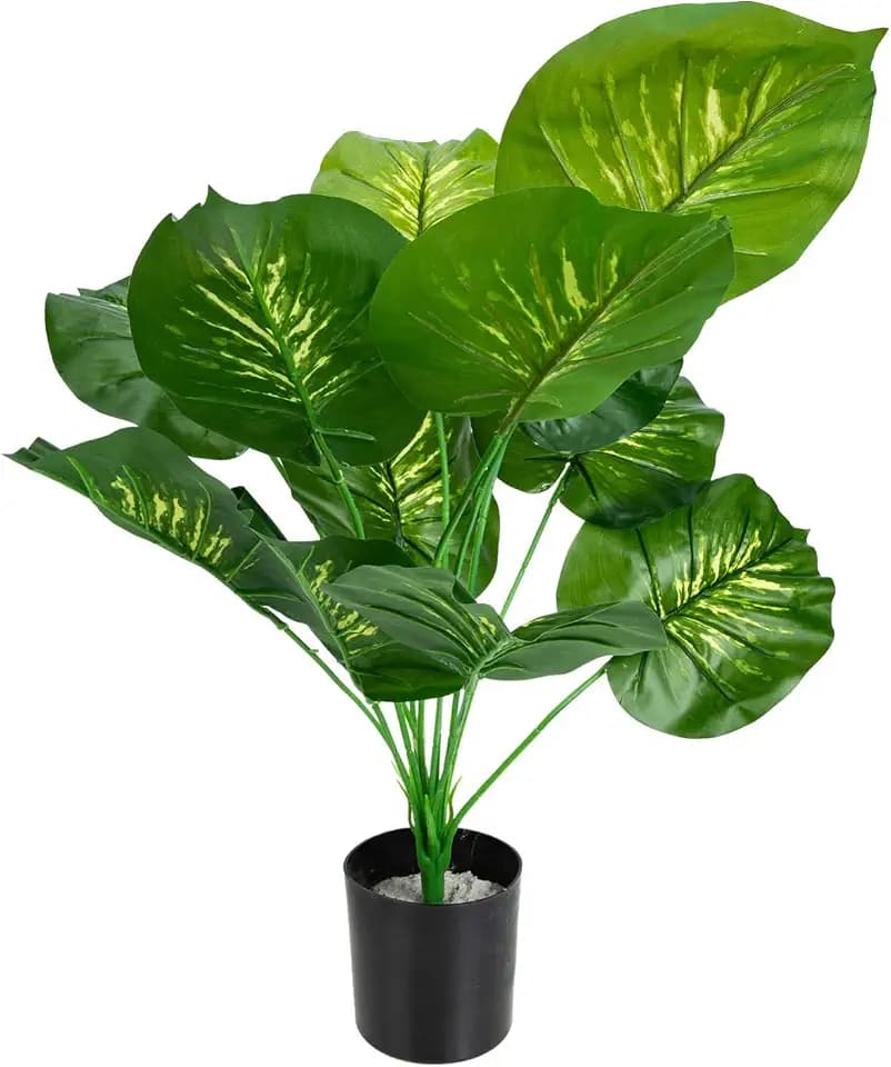 Beavorty Artificial Monstera Plant Palm Potted Plant Garden Bonsai Room False Green Plants for Shelf Home Bathroom Party Office Desk