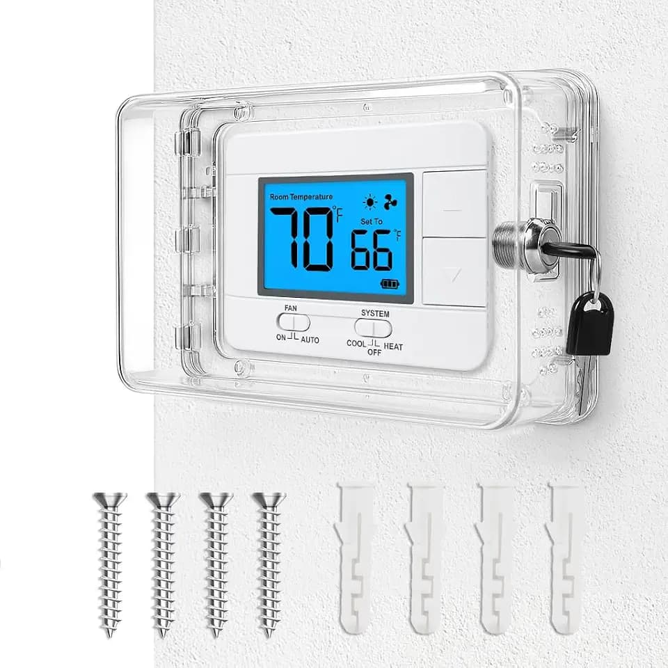 Thermostat Lock Box with Key, Fits Thermostats 7.1" × 4.5" or Smaller, Universal Large Thermostat Cover for Thermostats & Sprinkler Controllers, Sprinkler Controller Guard