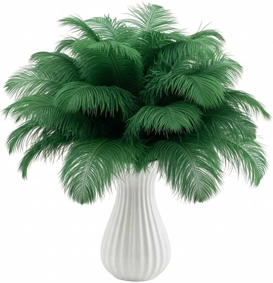 Lamar 20 Pcs Blackish Green Ostrich Feathers 14-16 in