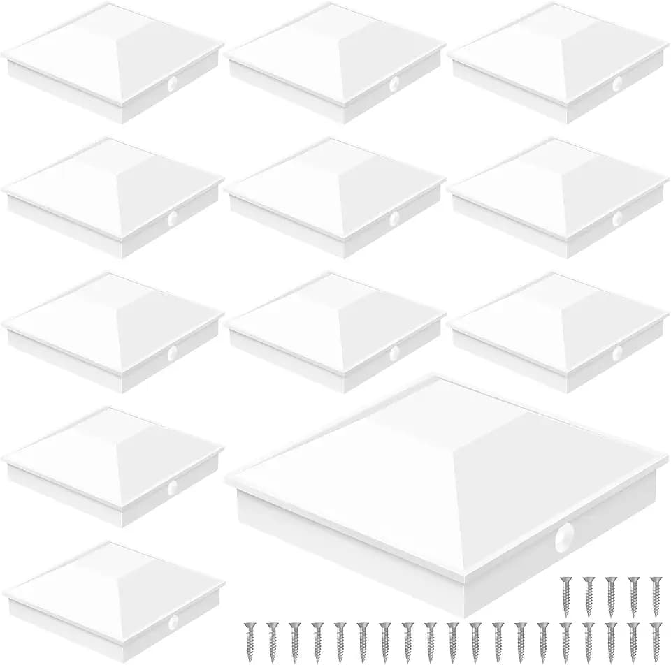 Goovilla 4x4 Post Caps White(Actual 3.5" x 3.5"), 12 Pack with 24 Screws