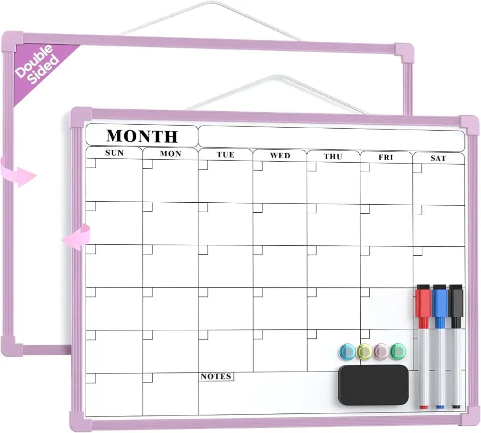 MaxGear Monthly Calendar Dry Erase Board for Wall, 16"x12", Purple Frame