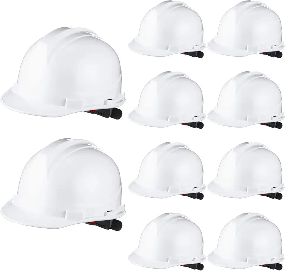 Leumoi 10 Pack Hard Hats Bulk with Ratchet Suspension
