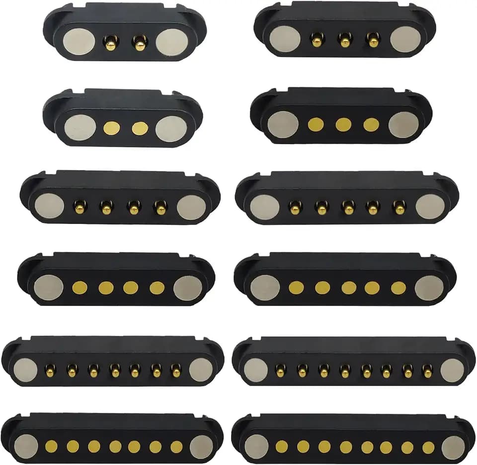 2 Pair Magnetic Pogo Pin Connector, 2/3/4/5P 2A Pogopin Magnetic Connector Male+Female 2.54/2.5 MM Through Holes Spring Loaded Connectors DC Power Socket DC Power Charge Probe Connector (2Pin)