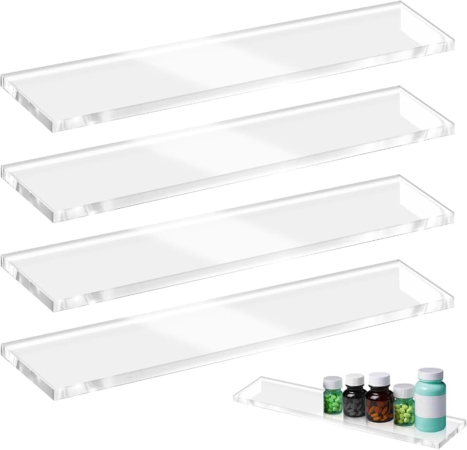 4 Pcs Medicine Cabinet Shelves Replacement, Acrylic
