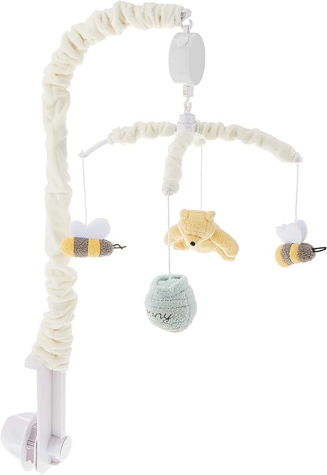 Disney Winnie The Pooh Classic Pooh Ivory, Sage, Butter Musical Mobile with Hunny Pot and Bees, Ivory, Sage, Butter, Brown
