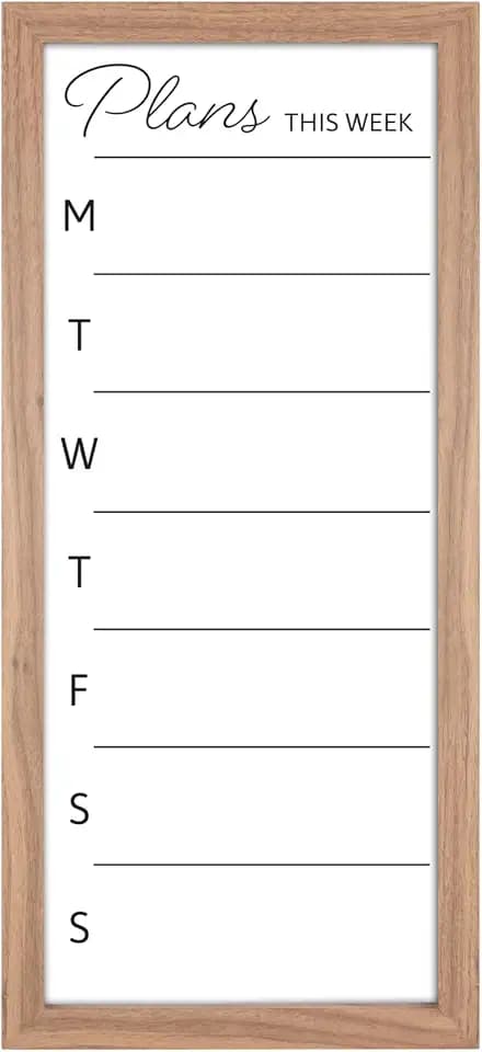 MCS Dry Erase Weekly Planner Walnut Framed Calander Whiteboard, 11x24
