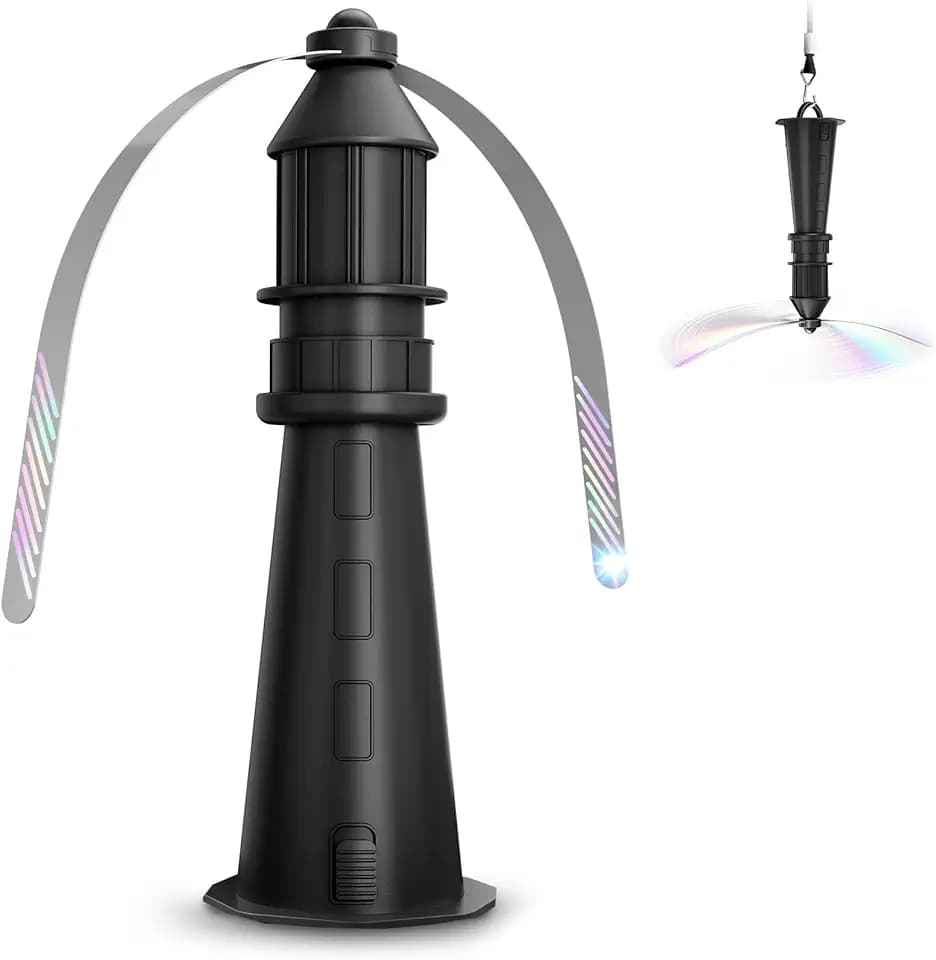 Fliegenwedler, Fliegenabwehr Tischventilator mit holografischen Flügeln,Aufhängbar für Innen & Außen, Insektenschutz für Camping, Garten & Terrasse(Ohne Batterien) 1 Pack