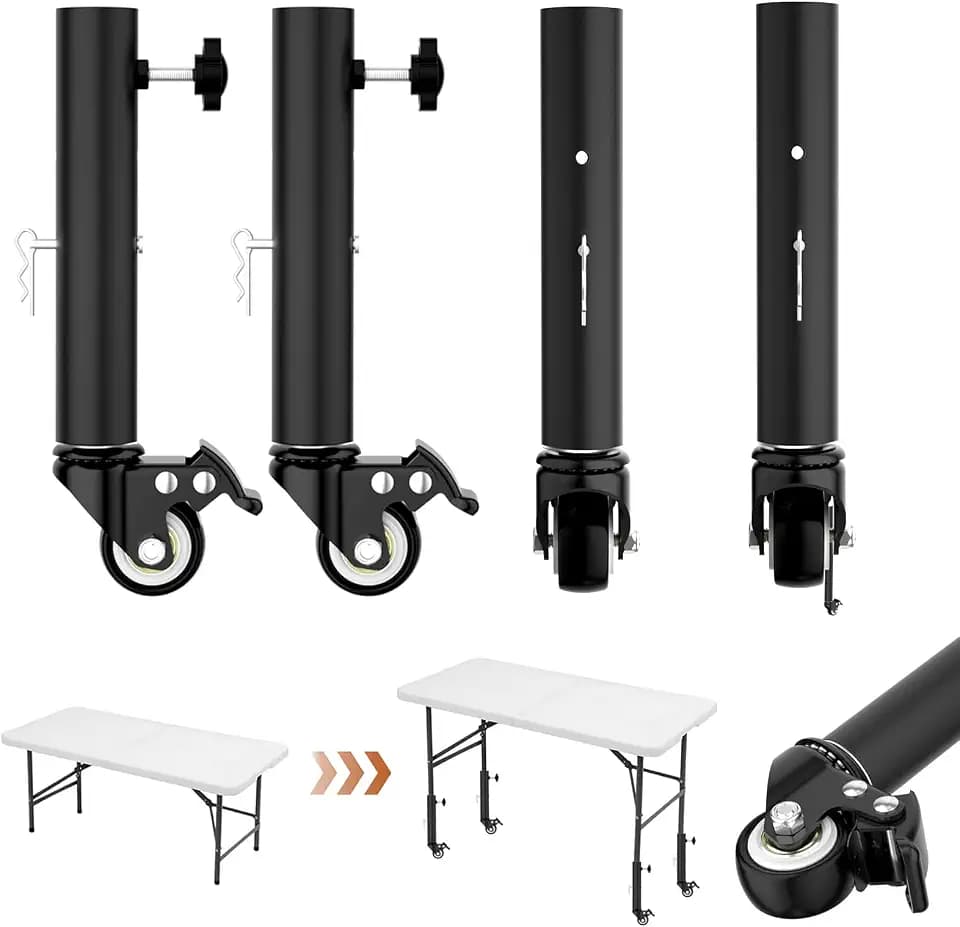 Table leg extender with casters 7in,adjustable metal table leg extender