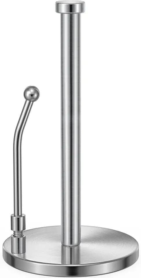 SMARTAKE Paper Towel Holder Countertop, Non-Slip Weighted Base, Silver