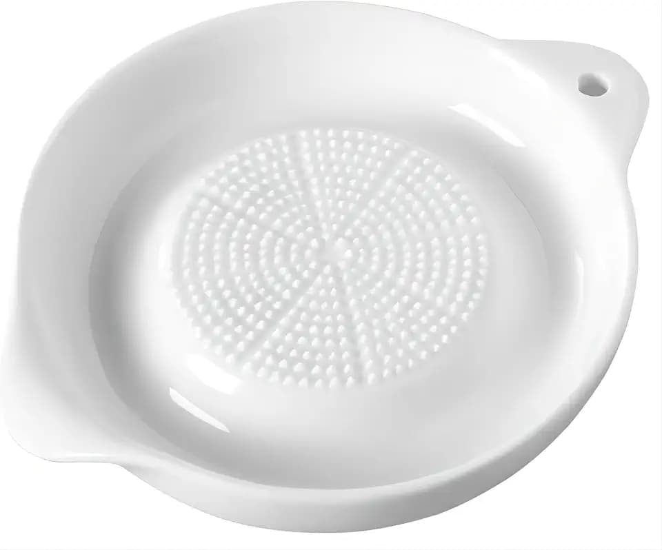 1 Pack Advanced Ceramic Grater Plate for Ginger, Garlic, Onion, Cheese, Lemon, Chocolate, Vegetables and Fruits in Kitchen, White, 4 Inches