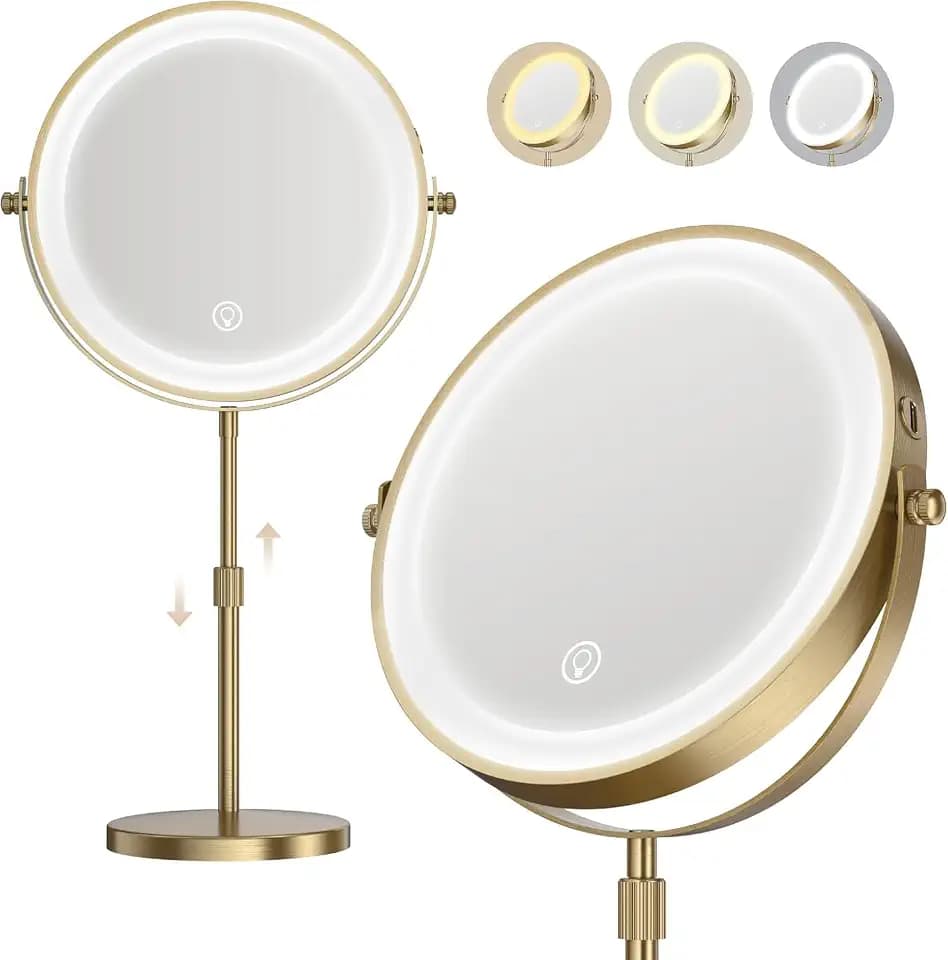 Dienmern Makeup Mirror, 1X/20X Rechargeable Vanity Mirror with Lights