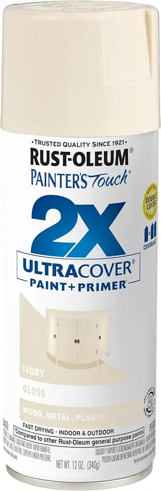 Rust-Oleum Painter's Touch 2X Ultra Cover Spray Paint, Gloss Ivory