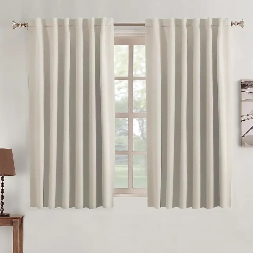 Turquoize Blackout Curtains 54 Inch Length Rod Pocket Back Tab Blackout Curtains for Bedroom Insulated Curtains Room Darkening Window Treatments for Small Windows, 52" x 54", 2 Panels, Ivory