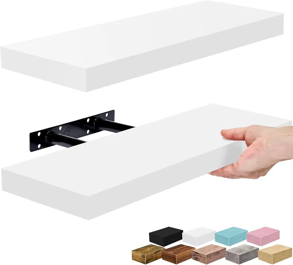 Sorbus 16 Inch Floating Shelves for Wall (2 Pack, White)