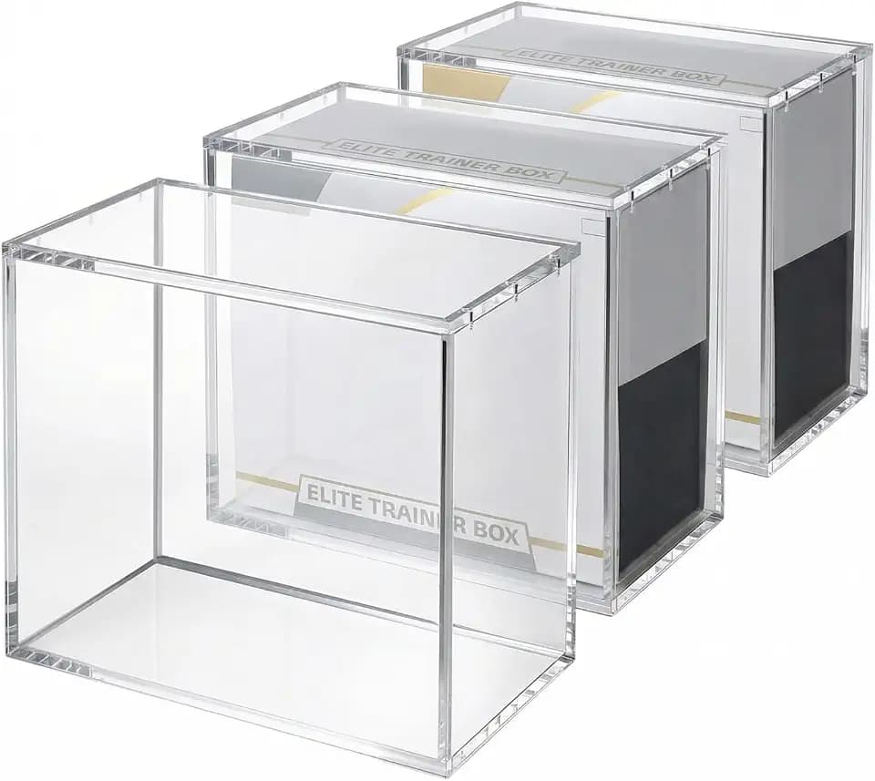 3 Pack ETB Protector Acrylic Case, Elite Trainer Box Protector Waterproof Scratch-Resistant Stackable with 8mm Thick Acrylic, Magnetic Lid, UV Protection, Compatible with Elite Trainer Box