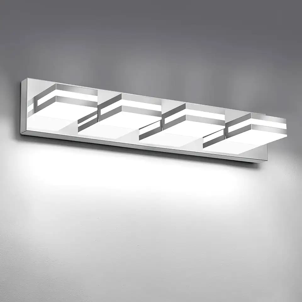 IZORRO LED Modern Bathroom Lights Fixtures(4-Light,Dimmable,360°Rotate),Chrome Acrylic Wall Lighting,Vanity Lights for Bathroom Over Mirror - 6000k 24In (No Assembly Required)