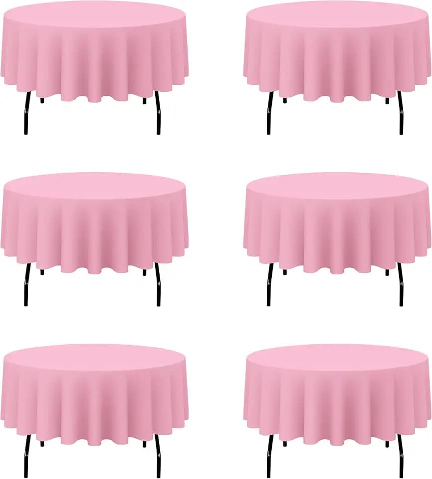 BRILLMAX 6 Pack Pink Round Tablecloths 90 Inch for 60" Tables