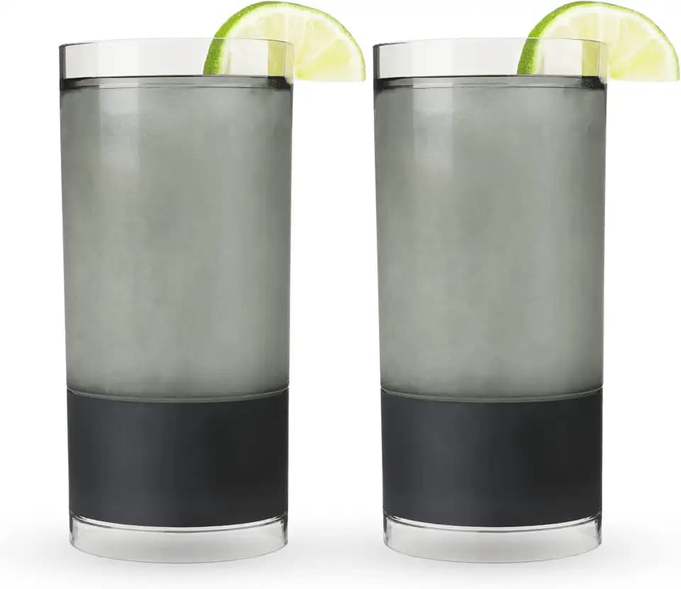 HOST Highball Cocktail Freeze Tumbler, Frozen Cocktail Glass, Double Walled Insulated Iced Coffee Tumbler, BPA Free Drink Cooler, 10 oz., Black