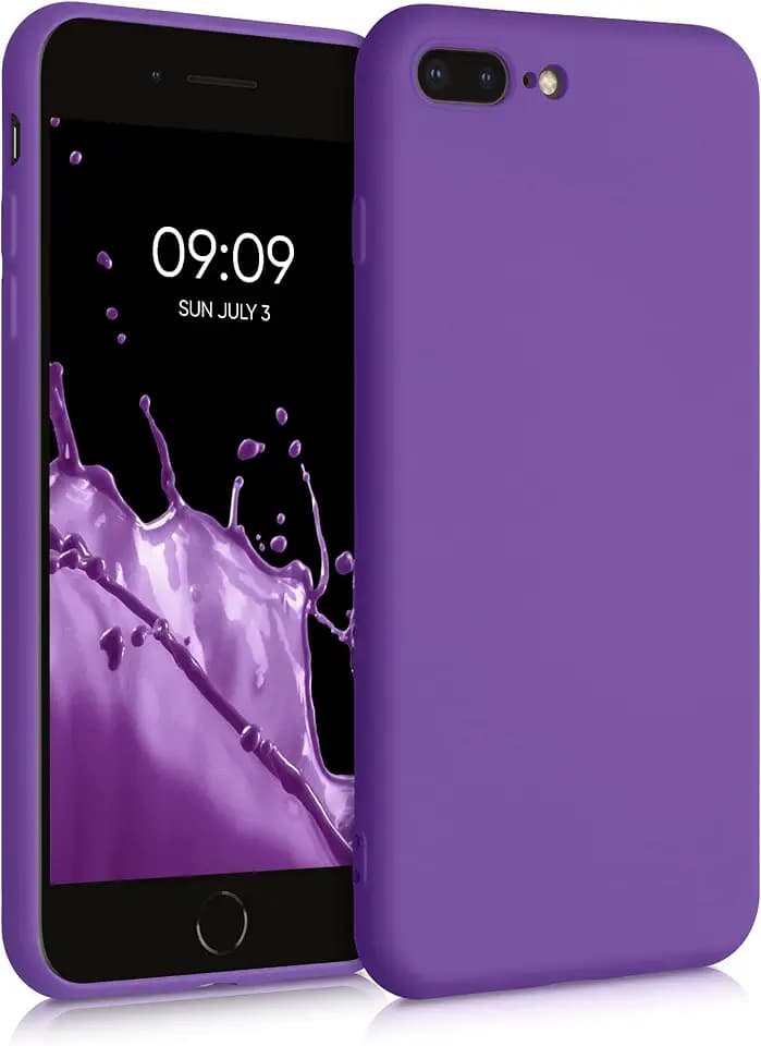 kwmobile Hülle kompatibel mit Apple iPhone 7 Plus/iPhone 8 Plus Hülle - gummierte TPU Silikon Handyhülle - Schutzhülle für kabelloses Laden - Case in Orchidee Lila