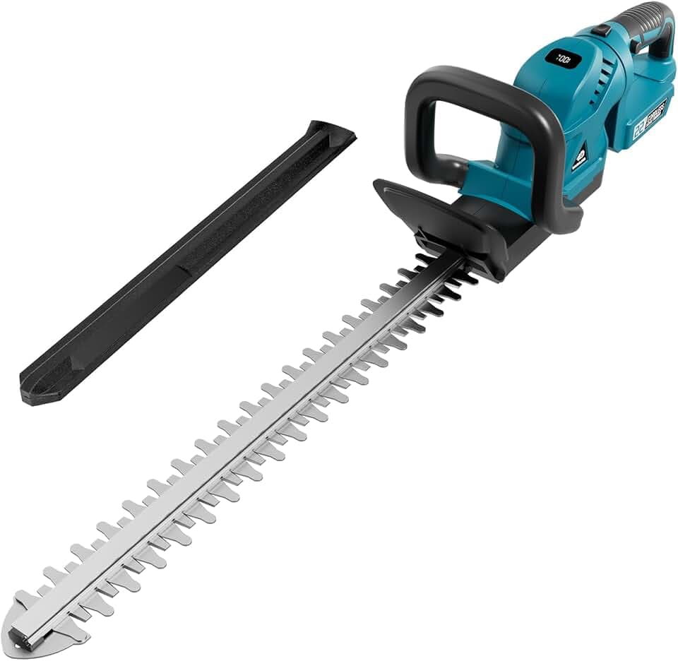 58cm Akku Heckenschere für Makita-18V Akkus, Akku-Strauchschere mit Bürstenloser Motor, 180° Drehbarer Griff, Batterieanzeige, 17 mm Zahnabstand (Ohne Akku)