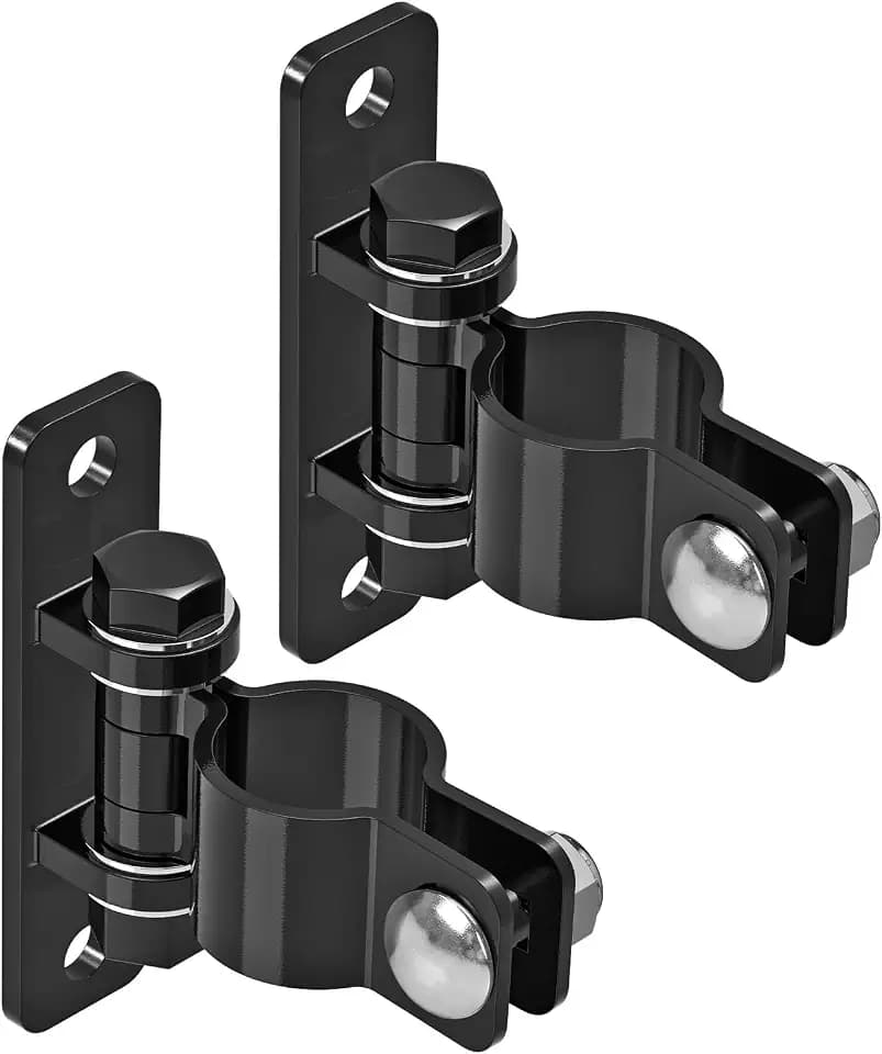 Insaga Gate Hinges Heavy Duty Carbon Steel Chain Link Fence Parts Electroplated Finish, Removable Bolts for Wall Mount, Fits 1-5/8'' Outer Diameter Pipes/Posts for Farm, Fence Gate (2Pack, Black)