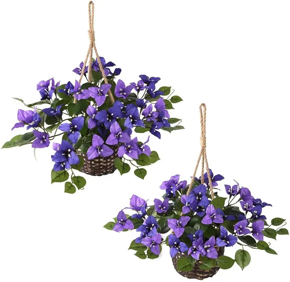 INQCMY Artificial Flowers Plants Hanging Basket for Outdoors