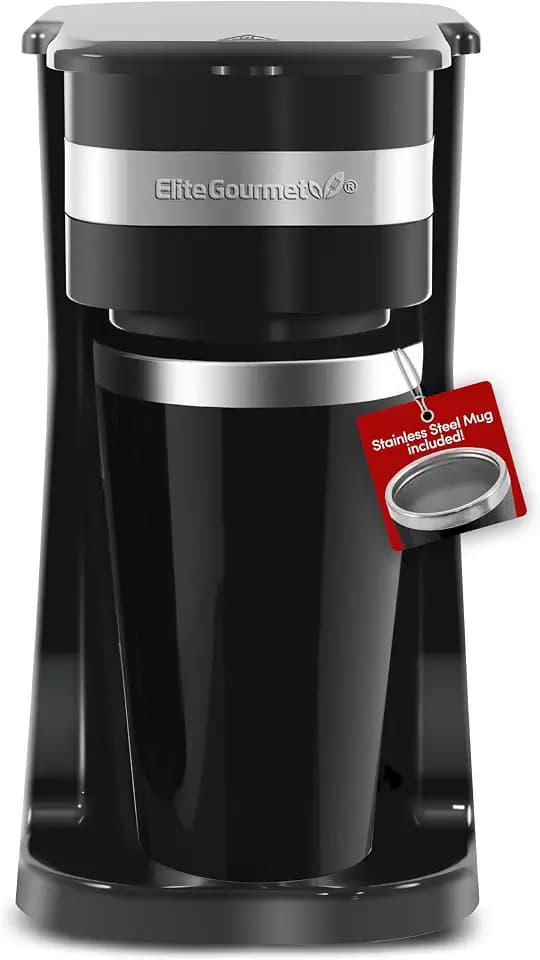 Elite Gourmet EHC113 Personal Single-Serve Compact Coffee Maker, Black