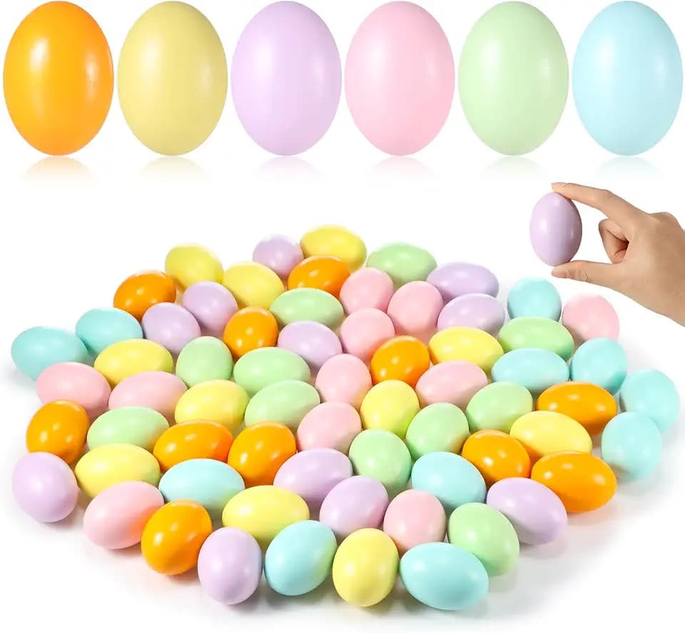 VioraWhite 200 Pcs Wooden Eggs Unpainted Bulk Crafts Easter, Macaron