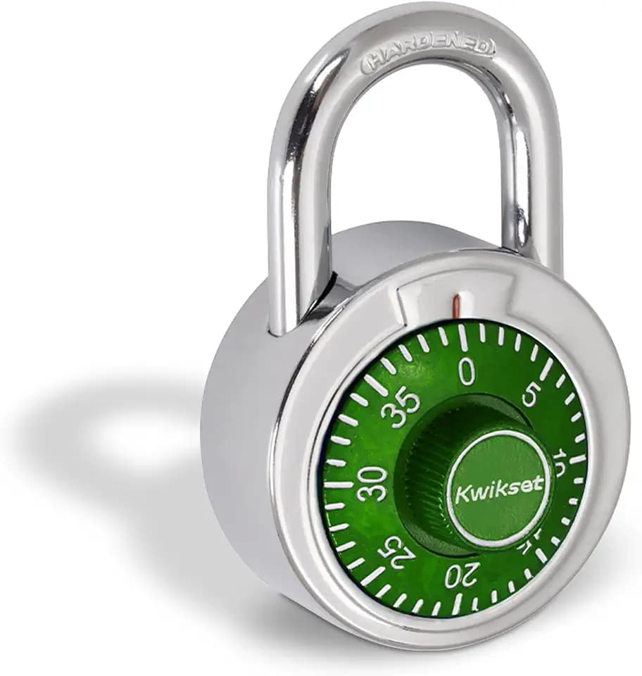 Kwikset Combination Dial Padlock, 3-Digit, 2 in Body, Steel, 1-Pack, Green
