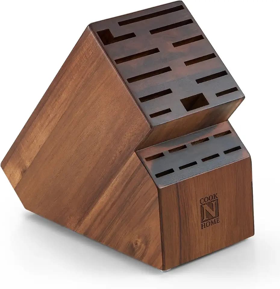 Cook N Home Acacia Wood 20-Slot Universal Knife Block without Knives