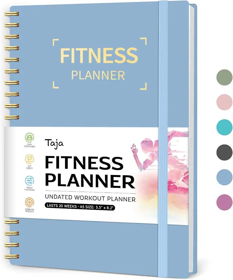 Taja Fitness Workout Journal & Log Book for Women & Men, Fitness Planner